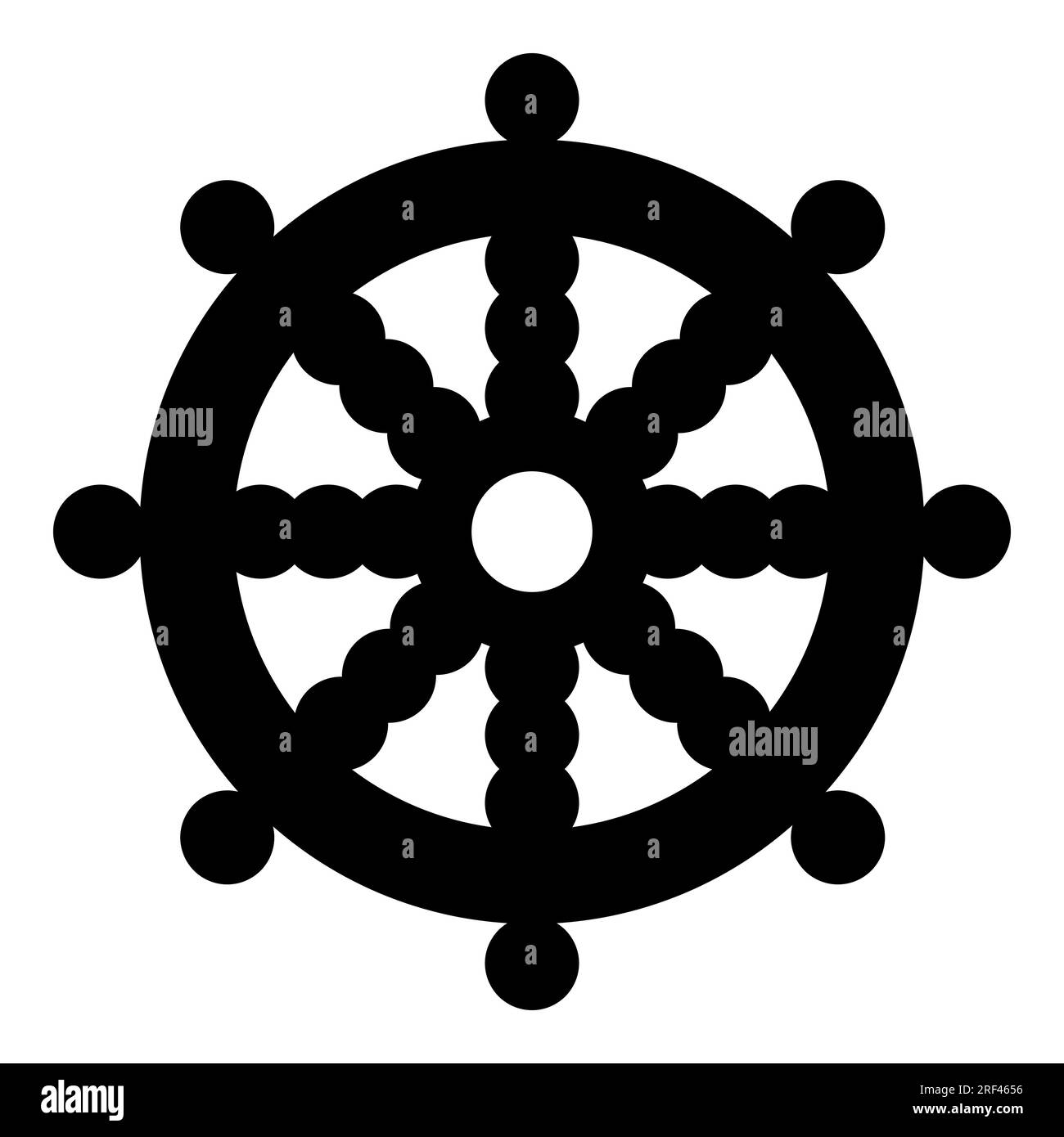 Dharmachakra / Wheel of Dharma - a symbol of Buddhism and Hinduism flat icon for apps and websites Stock Vector