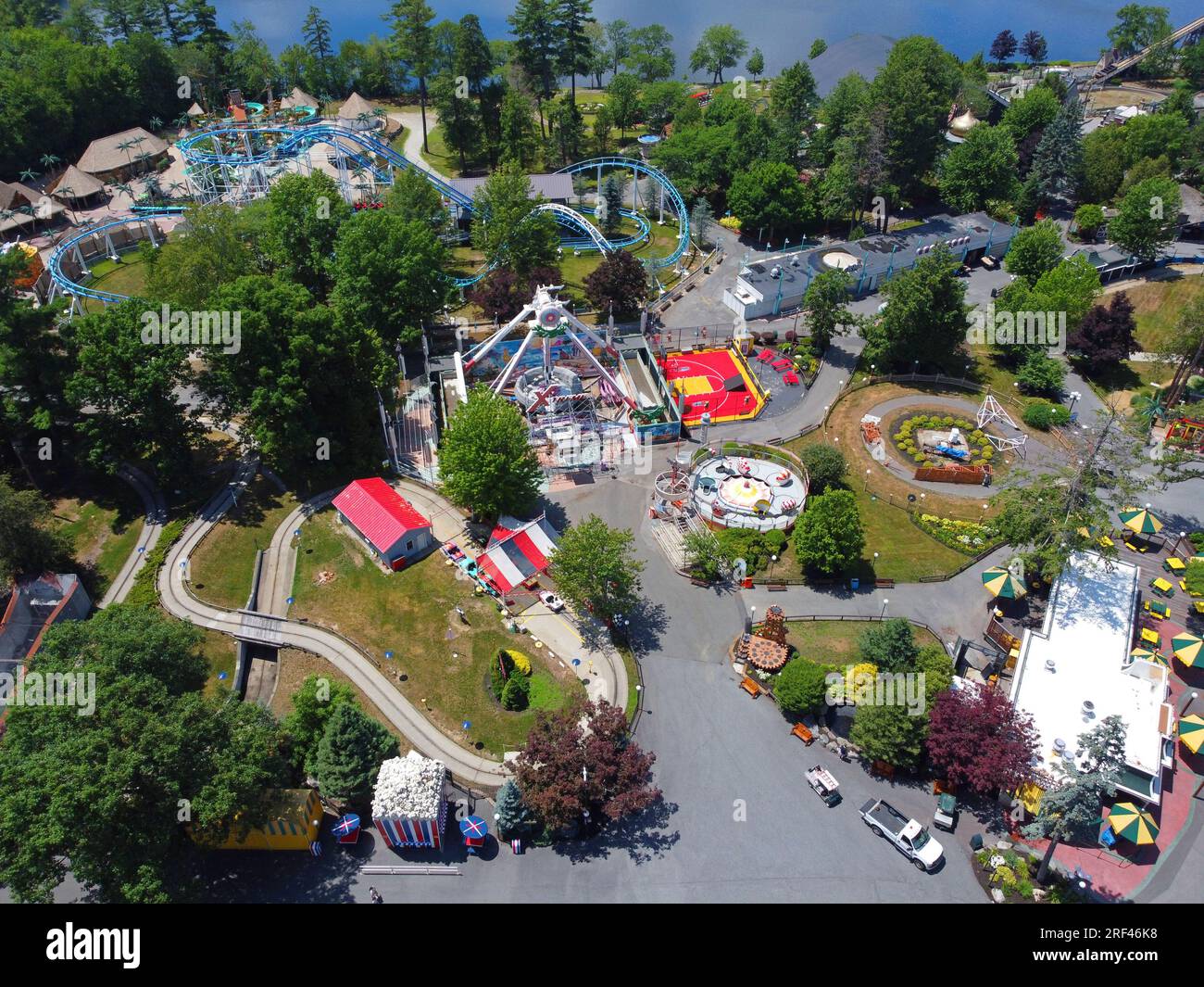 Aerial view of Historic Canobie Lake Park by the Canobie Lake in town of  Salem, New Hampshire NH, USA Stock Photo - Alamy