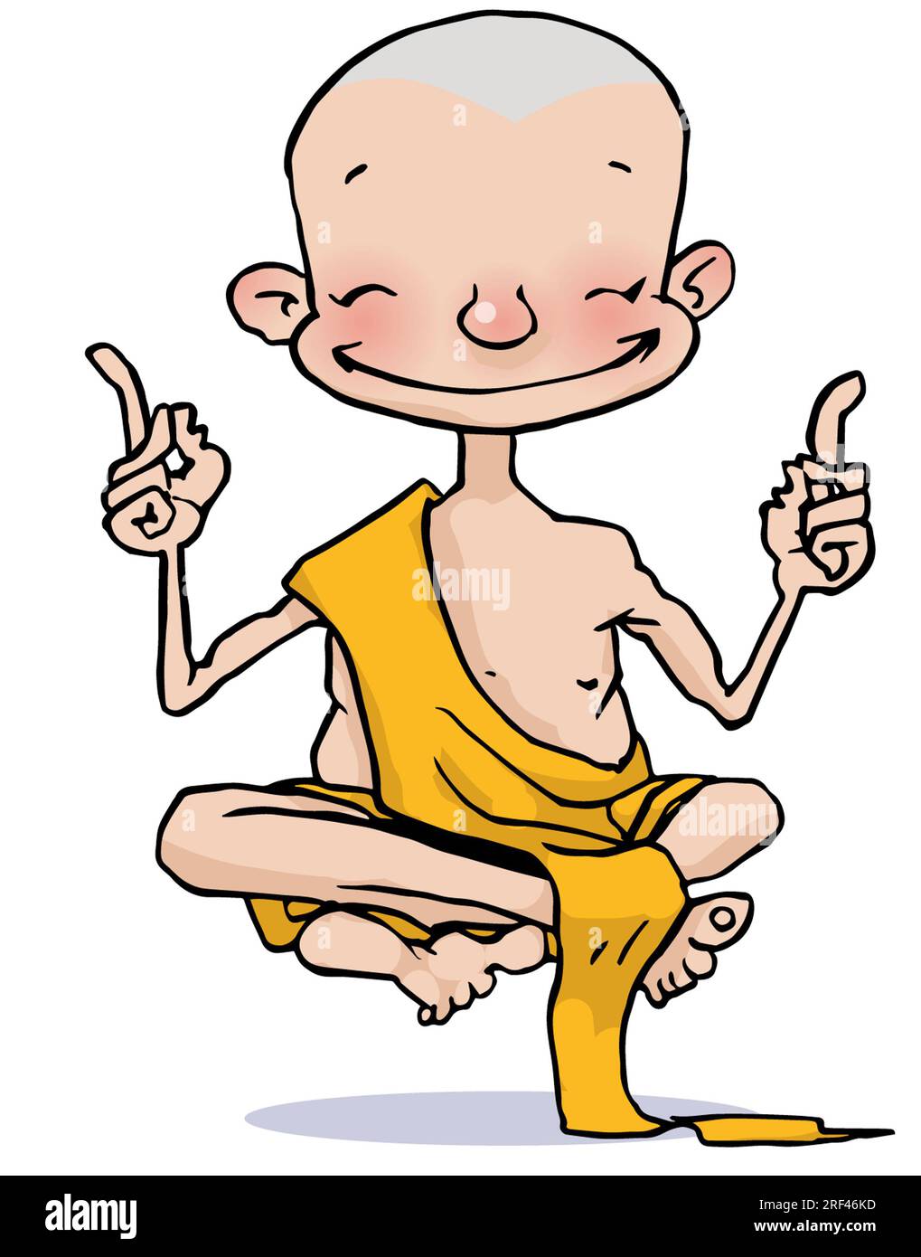 Lighthearted art of young boy dressed as a yogi levitating Concept