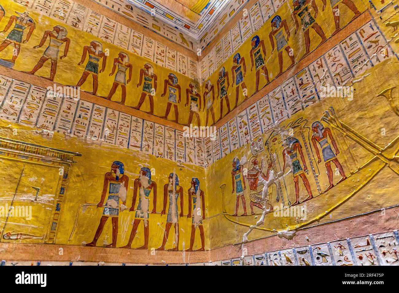 Murals of the Book of Gates, fourth hour, in the tomb of Ramesses IV, KV2, in the Valley of the Kings Stock Photo