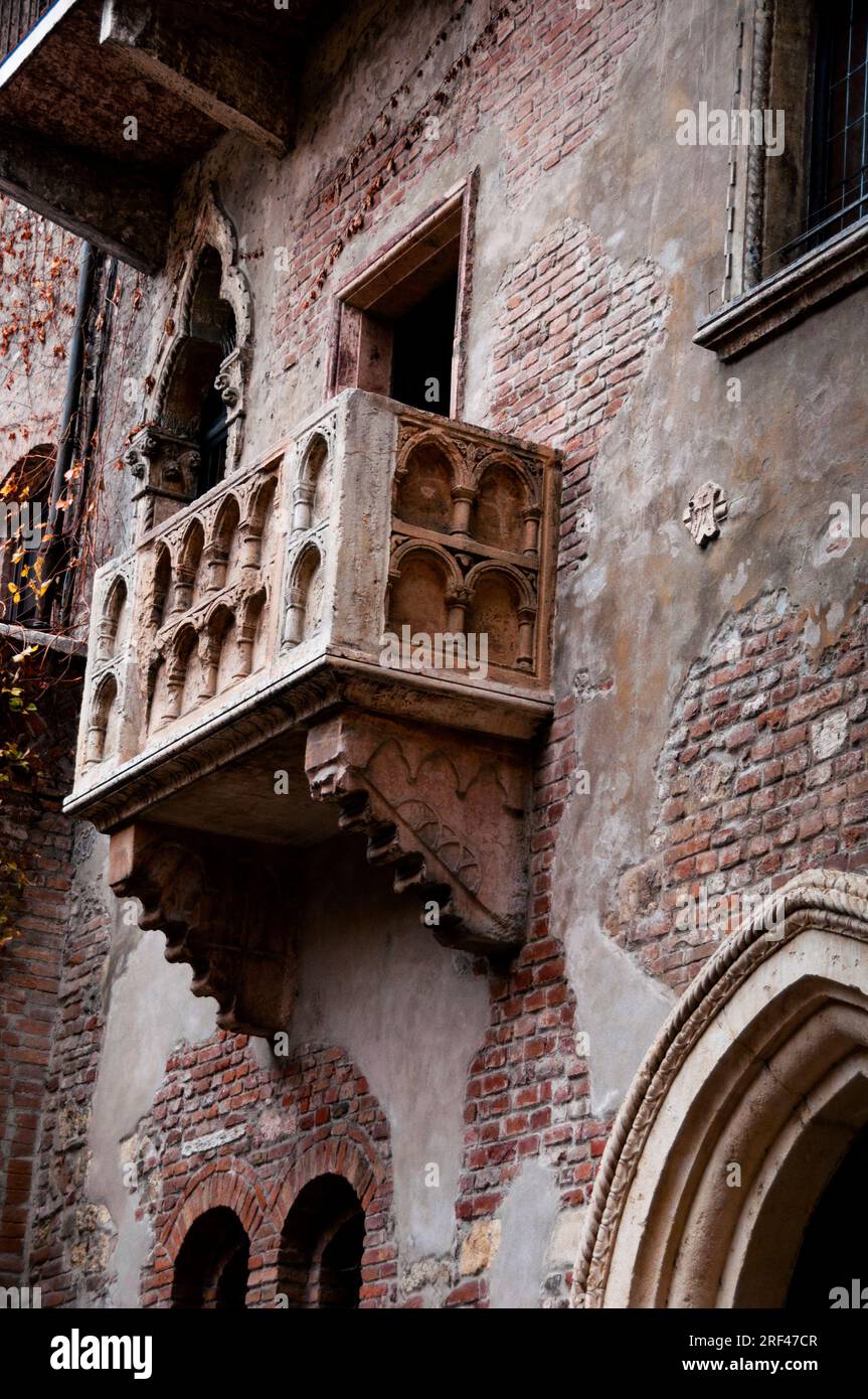 The balcony of Juliet's house or Casa di Giulietta in Verona, Italy. Stock Photo