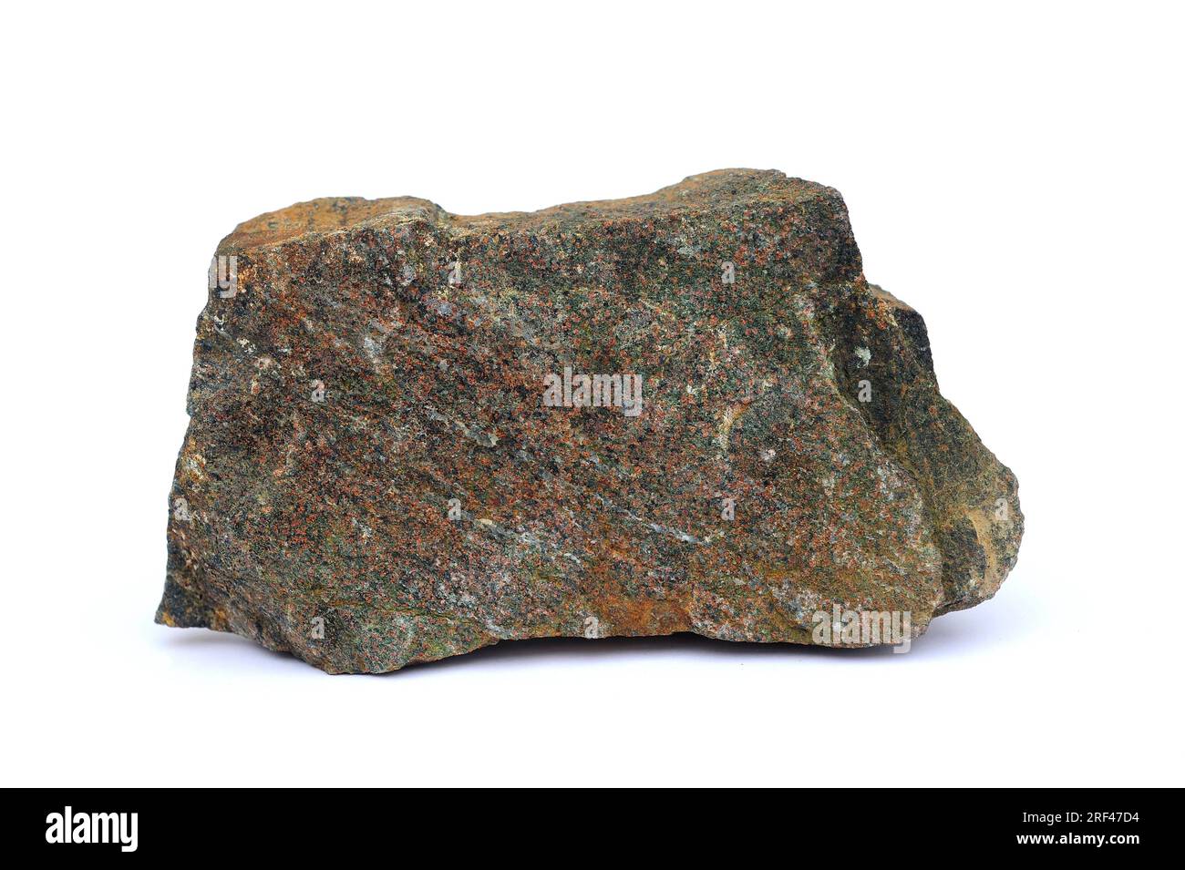 Eclogite is a metamorphic rock; is formed by metamorphism of gabbro or basalt. This sample comes from Cabo Ortegal, La Coruña, Galicia, Spain. Stock Photo