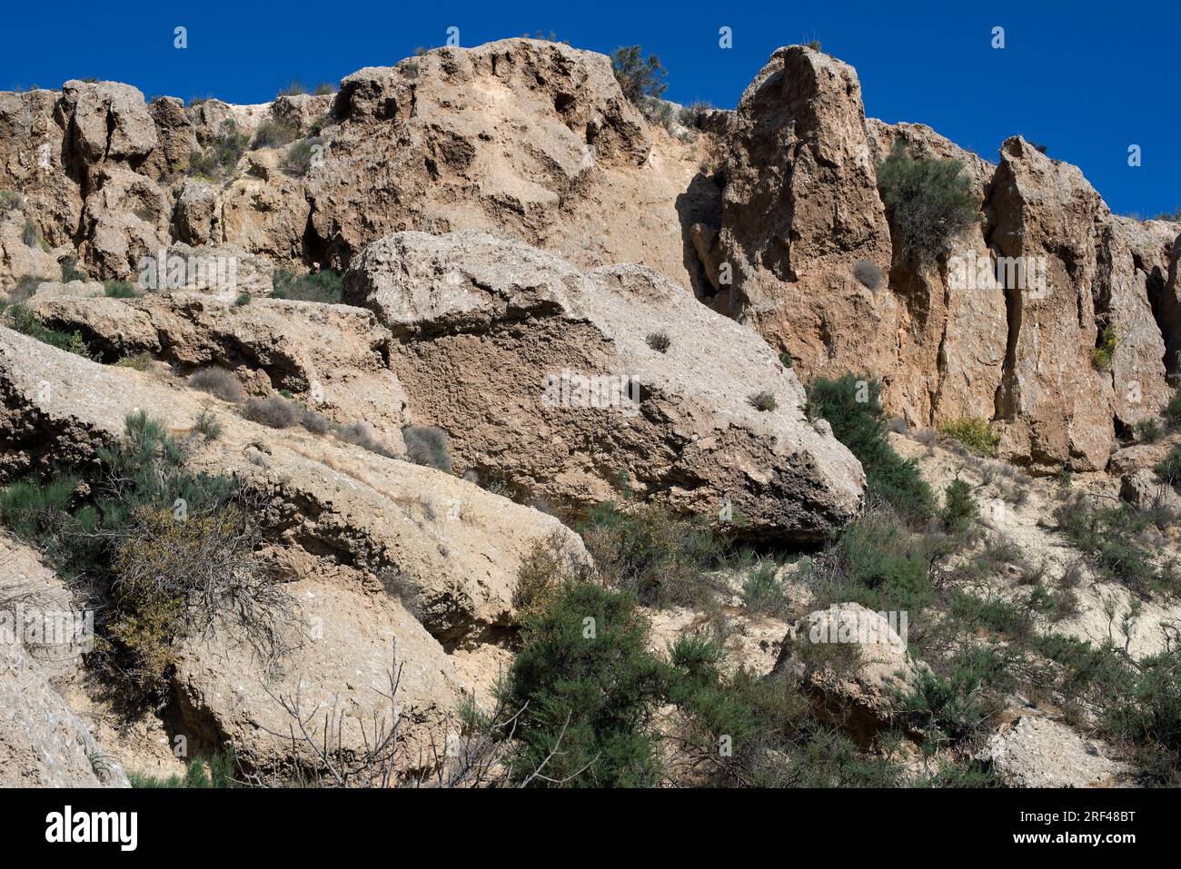 Gypsum karst in Sorbas Natural Park, Almeria, Andalusia, Spain. Stock Photo