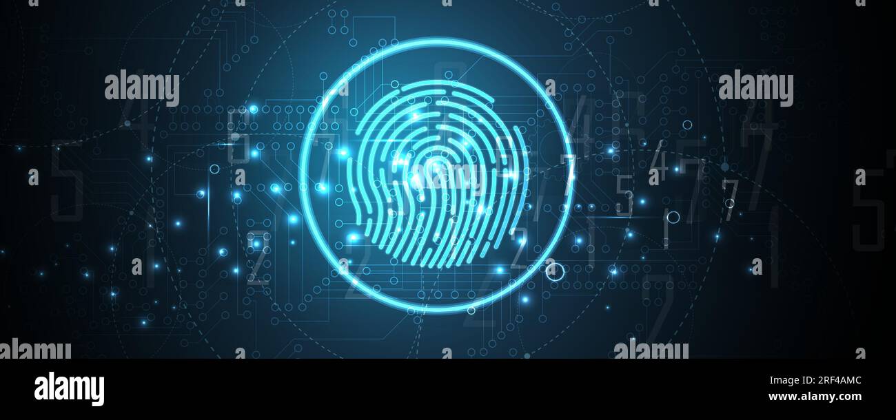 Abstract fingerprint technology business background. Circuit security style. Digital identify Stock Vector