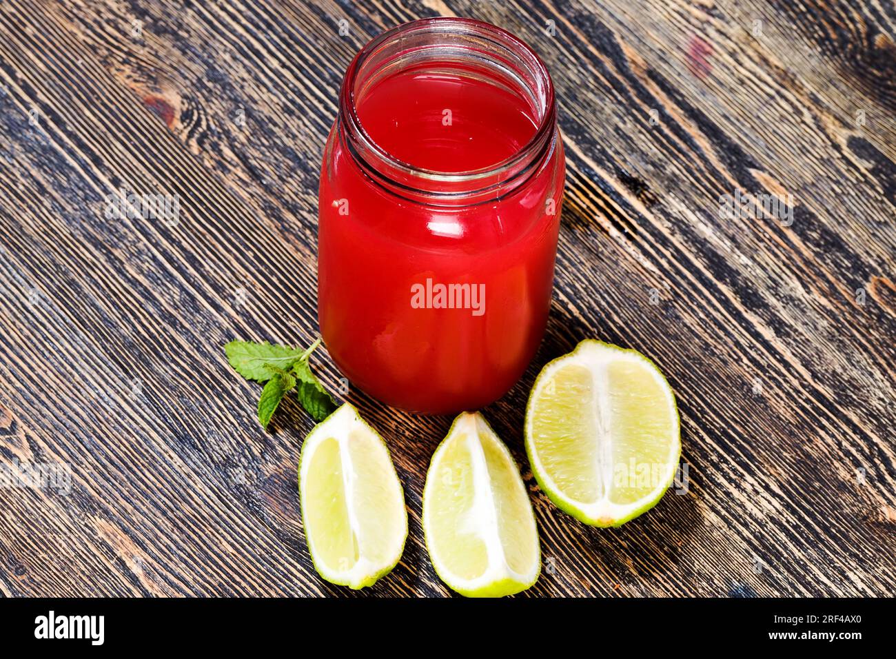 homemade watermelon juice made in the summer or autumn season from ripe