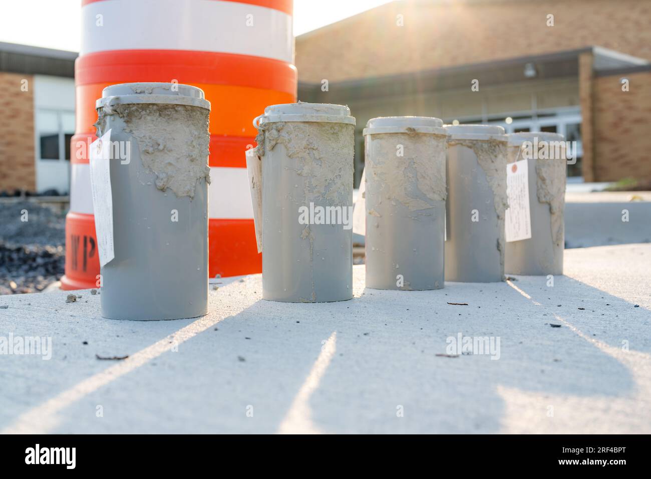 Concrete Test Cylinders on a construction site Stock Photo Alamy