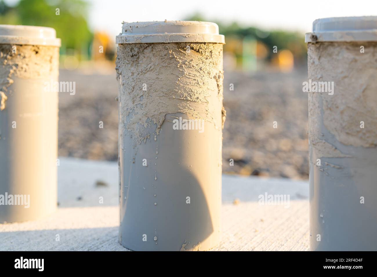 Concrete Test Cylinders on a construction site Stock Photo Alamy