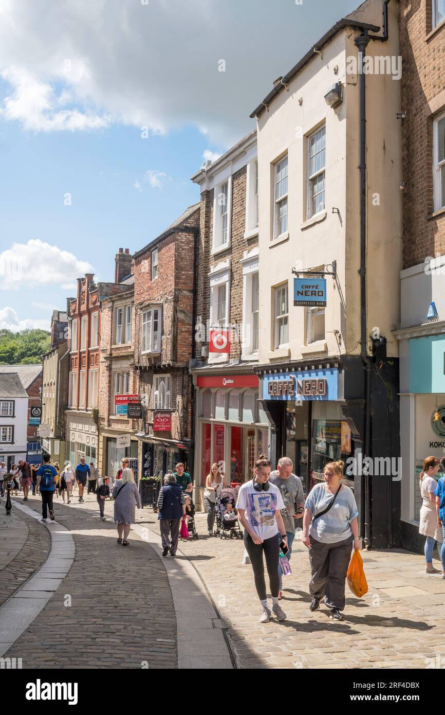 People walking along Silver Street in Durham city centre, England, UK Stock Photo