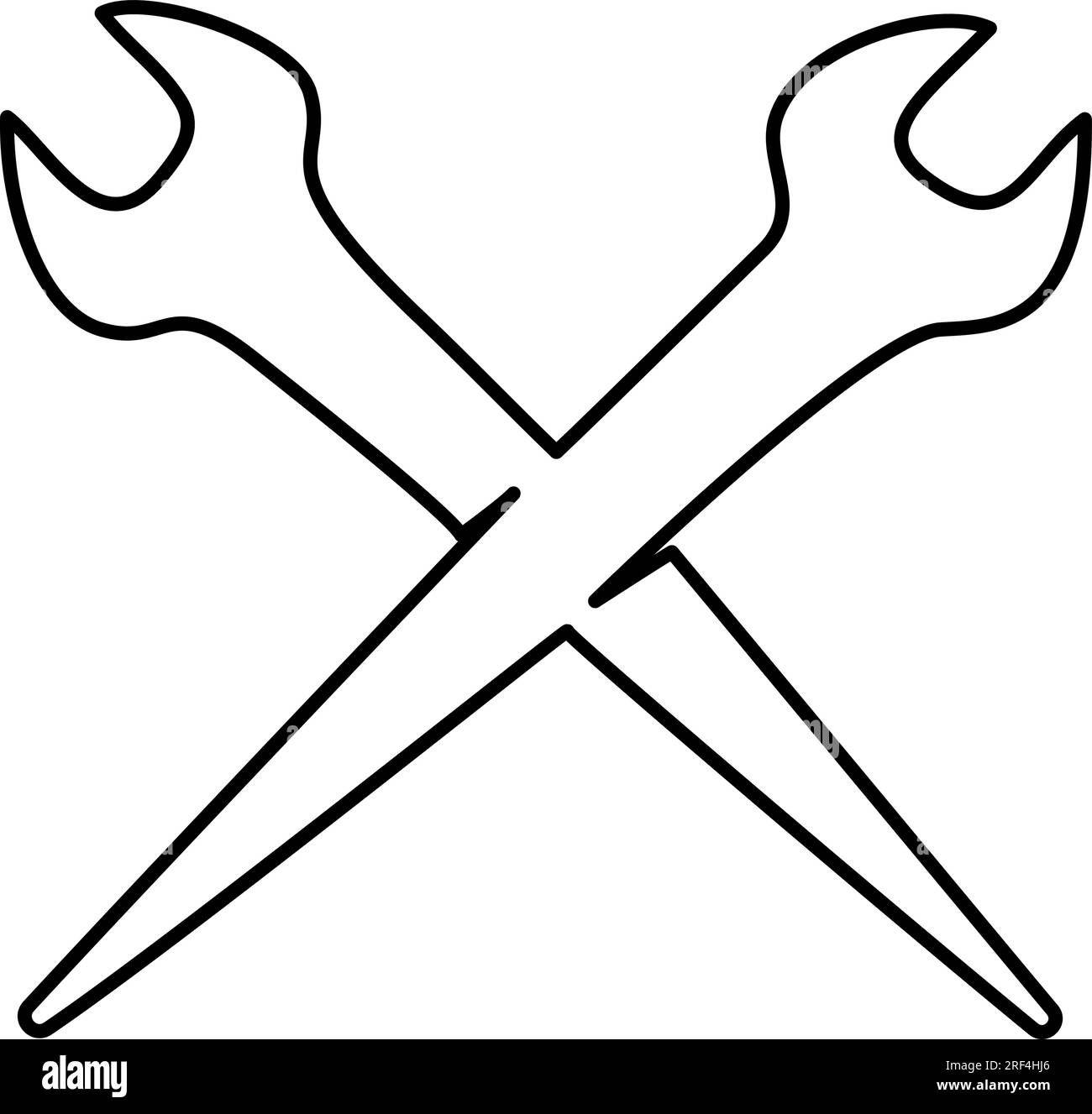 Ironworker spud wrenches. Continuous one line drawing. haushold tool