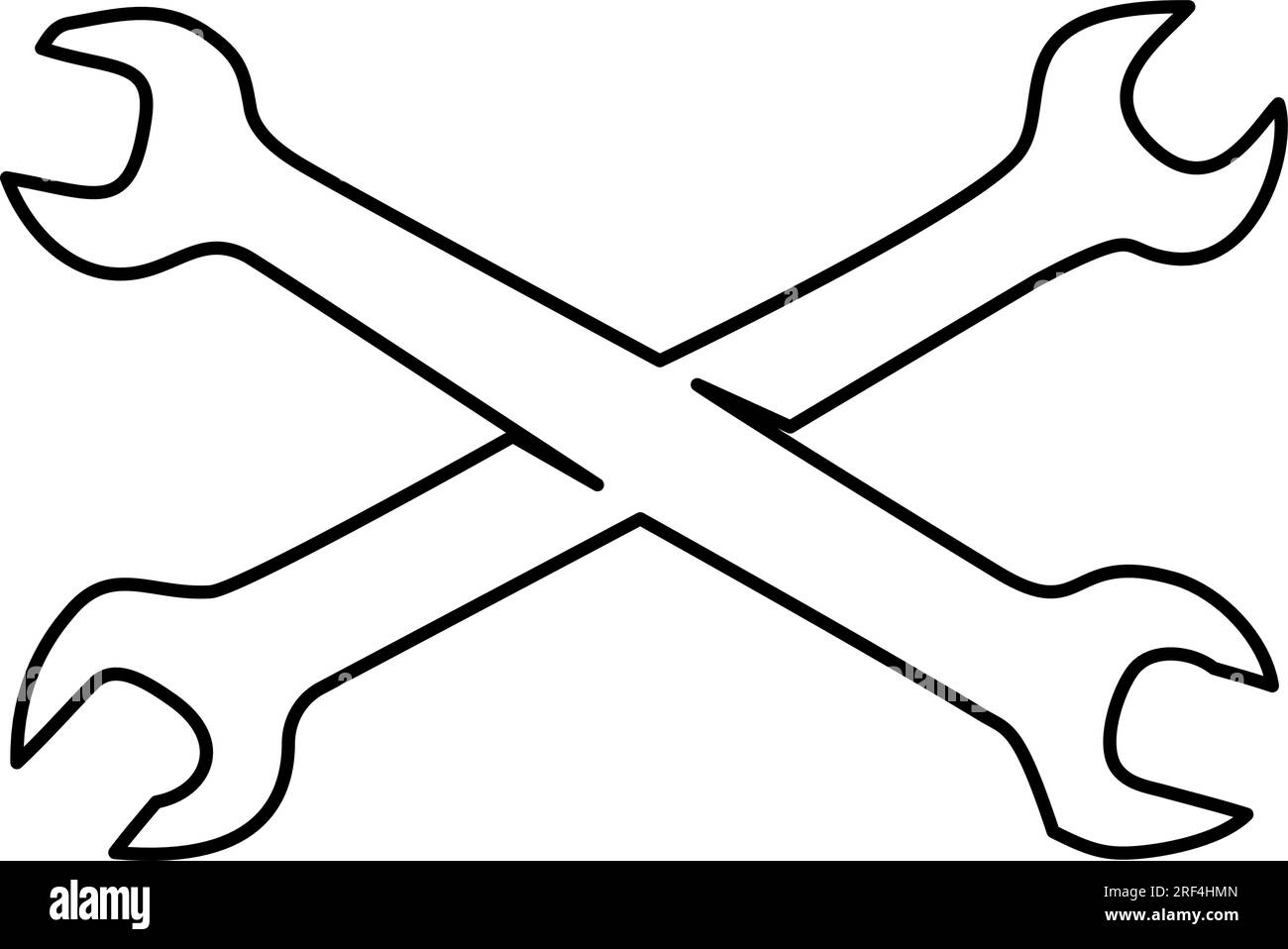 Ironworker spud wrenches. Continuous one line drawing. haushold tool
