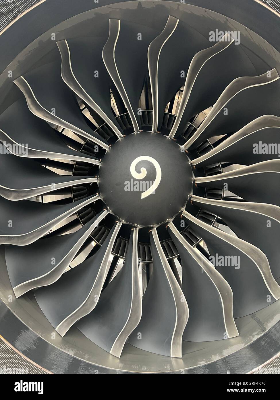 Fan blades of a neo engine of an airbus a320. The blades are made from