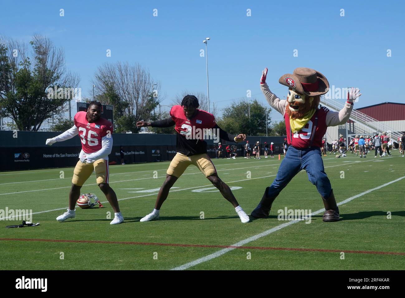 San Francisco 49ers' Isaiah Winstead takes part during the NFL team's  football training camp in Santa Clara, Calif., Wednesday, July 26, 2023.  (AP Photo/Jeff Chiu Stock Photo - Alamy