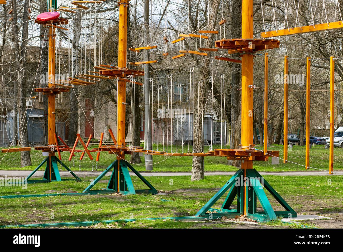 Rope park in the city recreation park , active life style. Rope park.  Stock Photo