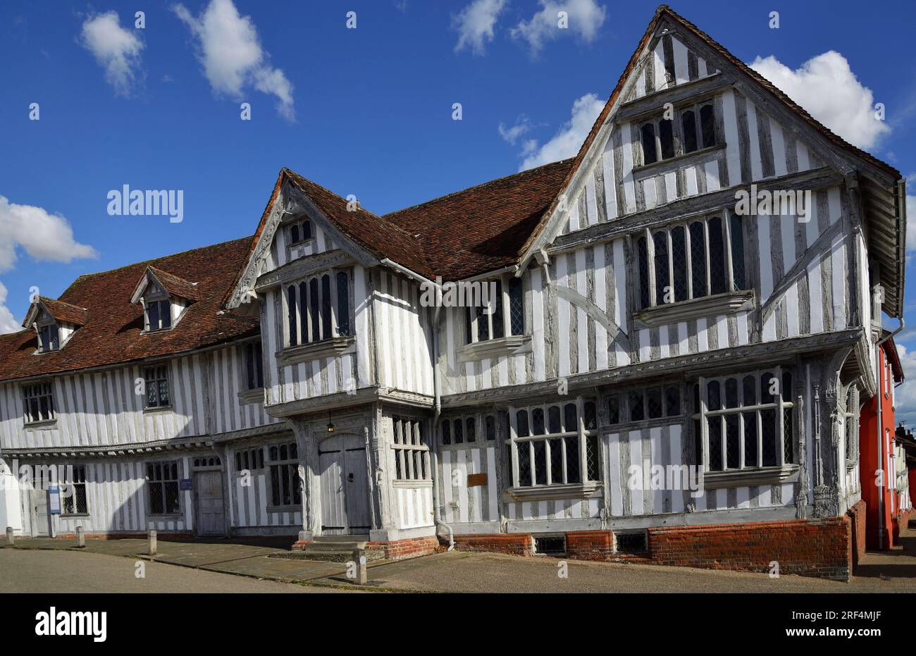 Lavenham Guildhall a magnificent medieval timber framed building in the Suffolk village of Lavenham, Sudbury, Suffolk Stock Photo