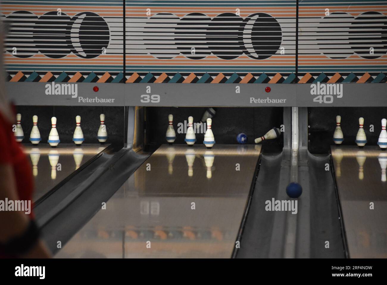 5 pin bowling pins shot Stock Photo Alamy