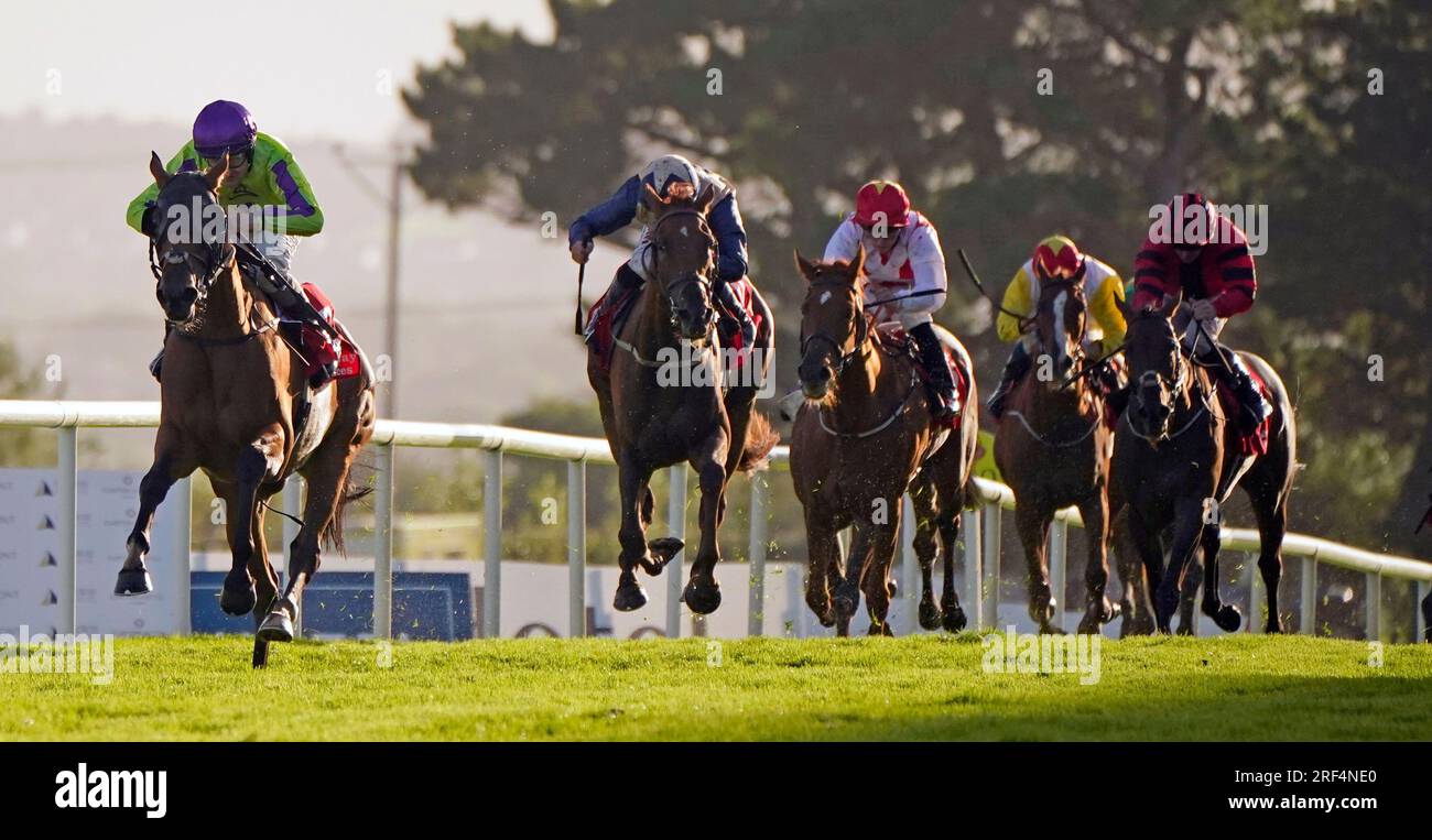 Youcrackmeup ridden by Shane Foley wins The Eventus Handicap during day one of the Galway Races Summer Festival at Galway Racecourse. Picture date: Monday July 31, 2023. Stock Photo