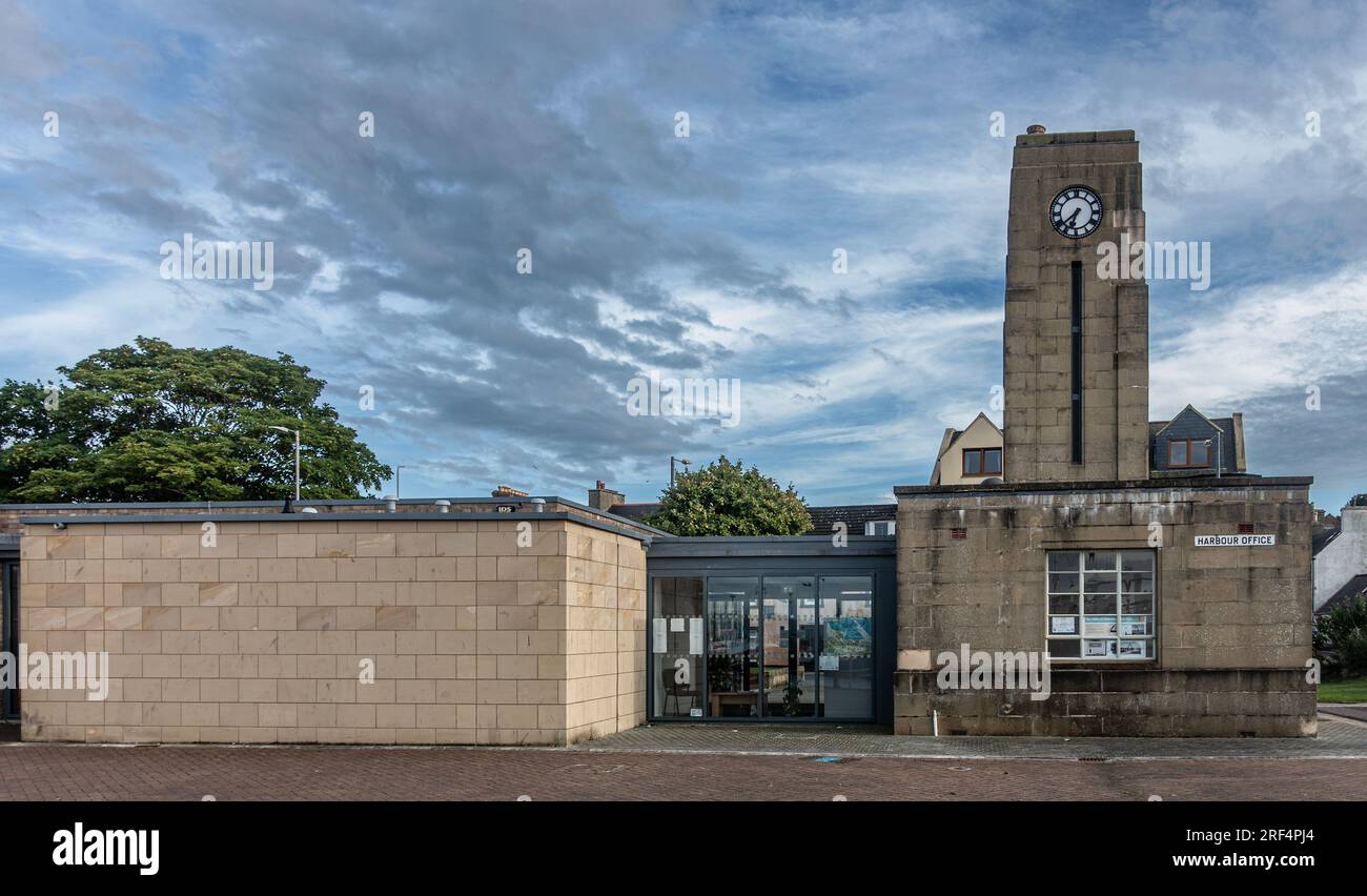 The former Harbour-master's Office and the Simpson Clock Tower  - an original 1930s Art Deco building with modern 21st century extensions, now a visit Stock Photo