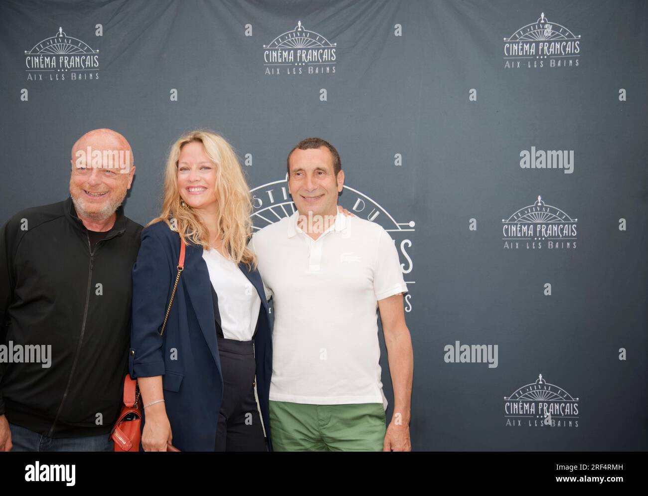 Aix-Les-Bains,France.10th June, 2023. Gerard Krawczyk,Caroline Faindt & Zinedine Soualem attend the French Film and Gastronomy Festival in Aix Stock Photo