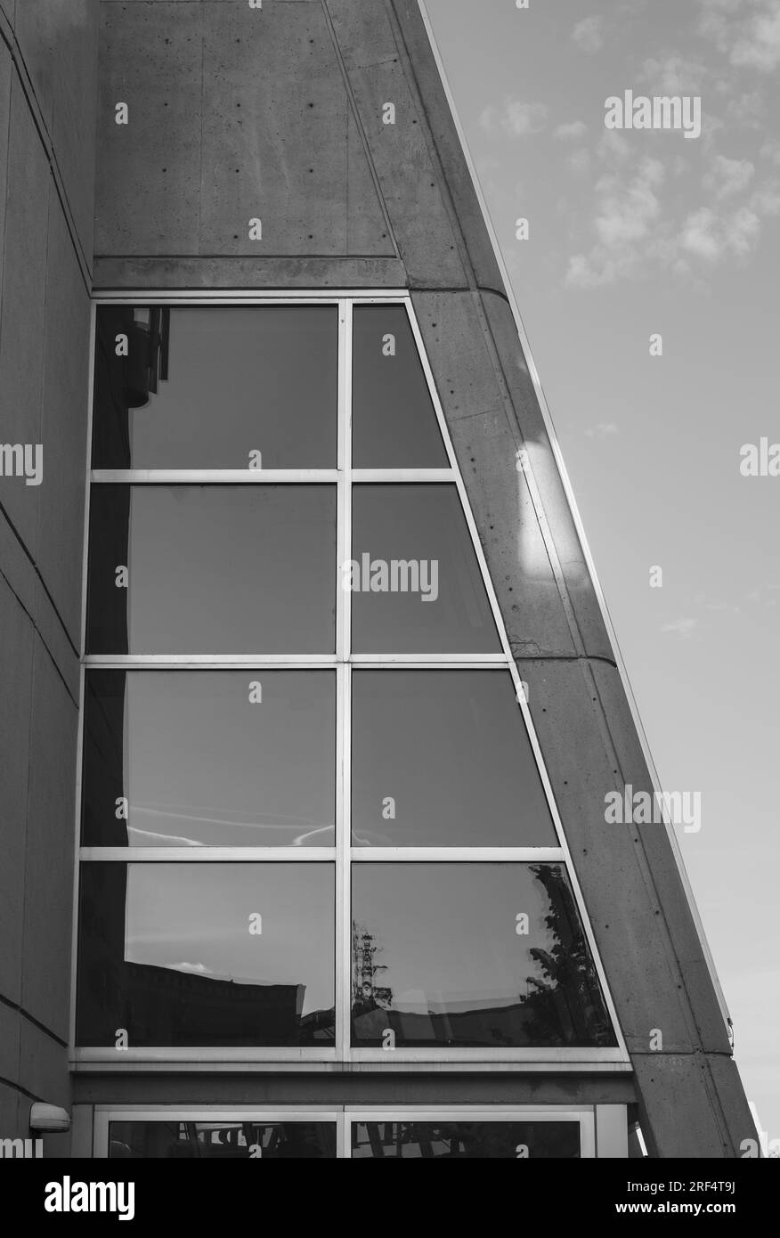 Modern architecture minimal building abstract concrete house. Geometry architecture design building. Urban Geometry, looking up to glass building. Arc Stock Photo
