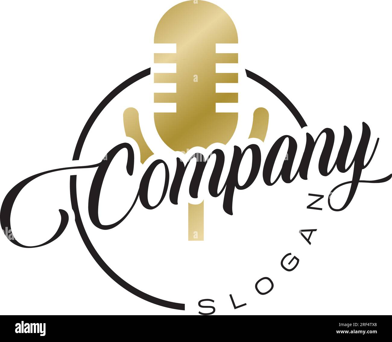 Minimalist Music recording studio logo design template Stock Vector