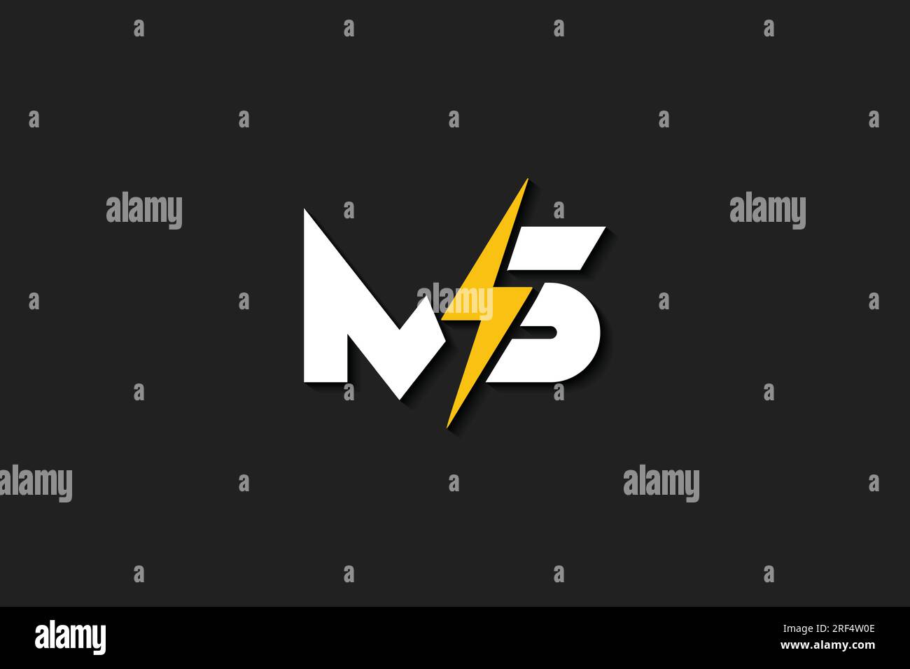 initial letter Ms thunder icon Logo Design With Lighting Thunder Bolt.Electric Bolt Letter Logo Vector Illustration Stock Vector