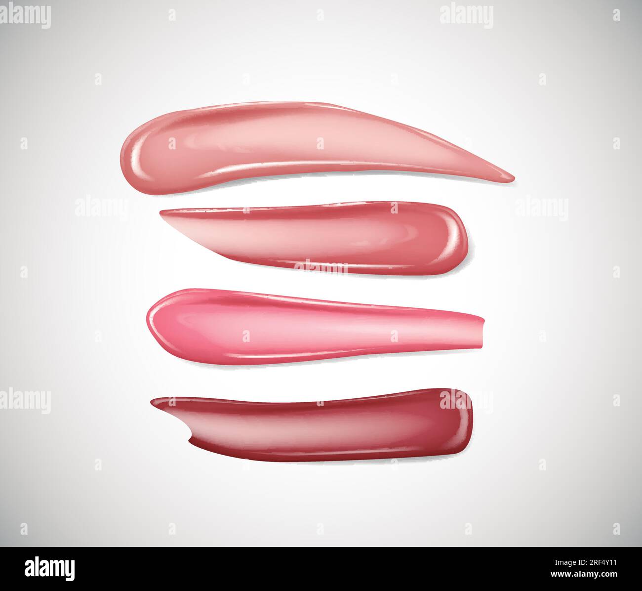 Collection of Smears lipstick, liquid foundation or caramel cream isolated on light background for advertising flyer, banner, leaflet. Beauty and cosm Stock Vector