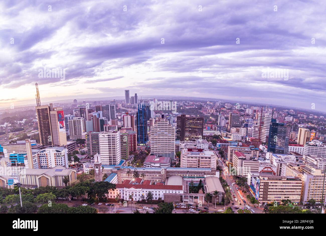 Nairobi City County Night Life Skyline Cityscapes Skyscrapers Landmark Tall Modern Buildings Architectural Highrise Towers In Kenya East Africa Capit Stock Photo