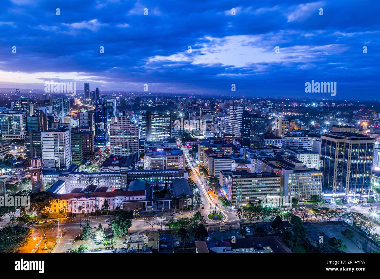 Nairobi City County Night Life Skyline Cityscapes Skyscrapers Landmark Tall Modern Buildings Architectural Highrise Towers In Kenya East Africa Capit Stock Photo