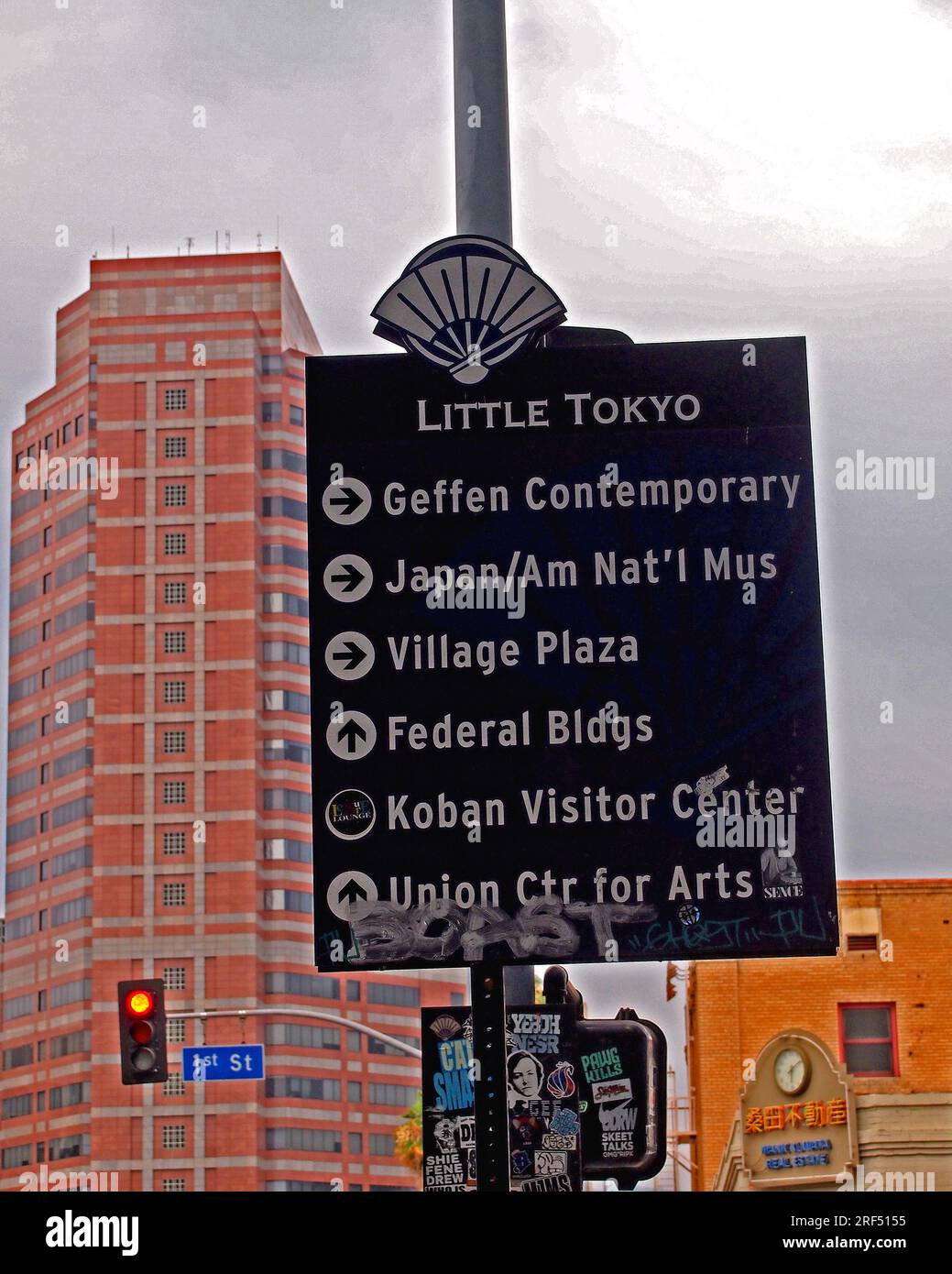 directions, sign, in Little Tokyo, in Los Angeles California Stock