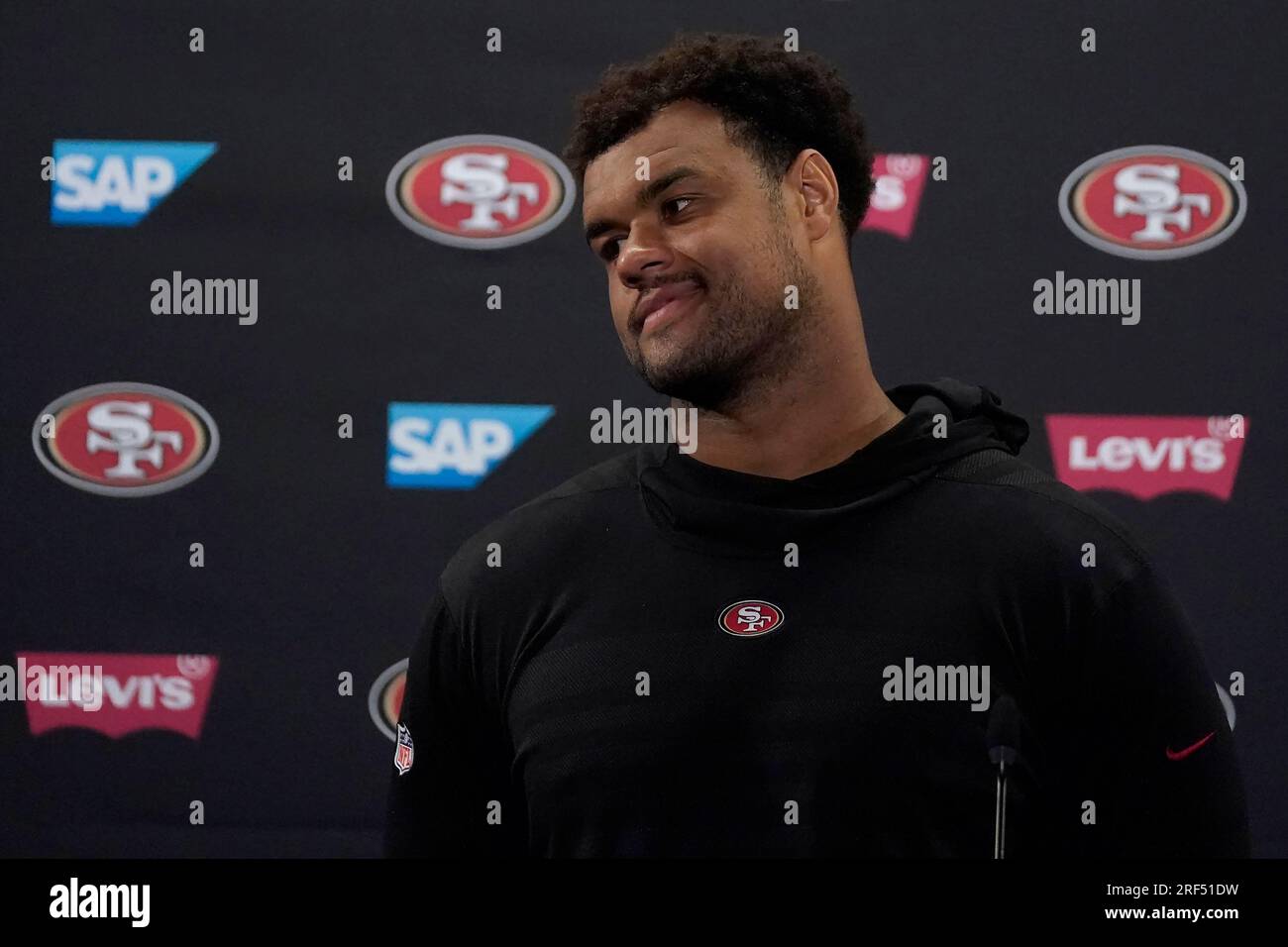 Santa Clara, California, USA. 17th Nov, 2019. San Francisco defensive  tackle DeForest Buckner (99)San Francisco 49ers defensive end Arik Armstead  (91) celebrate there take down of Cardinals quarterback Kyler Murray during  the