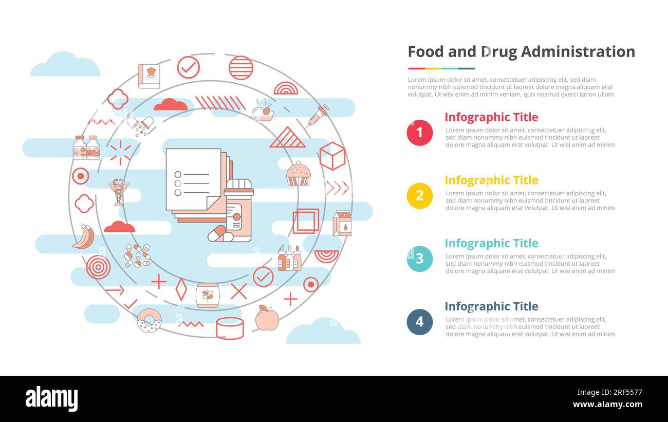 fda food and drug administration concept for infographic template banner with four point list information vector illustration Stock Photo