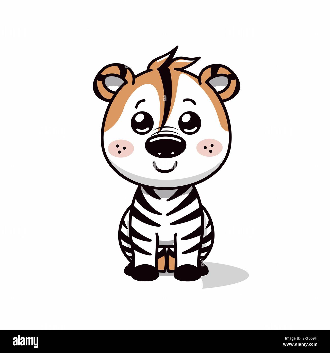 Zebra handdrawn comic illustration. Zebra. Cute vector doodle style