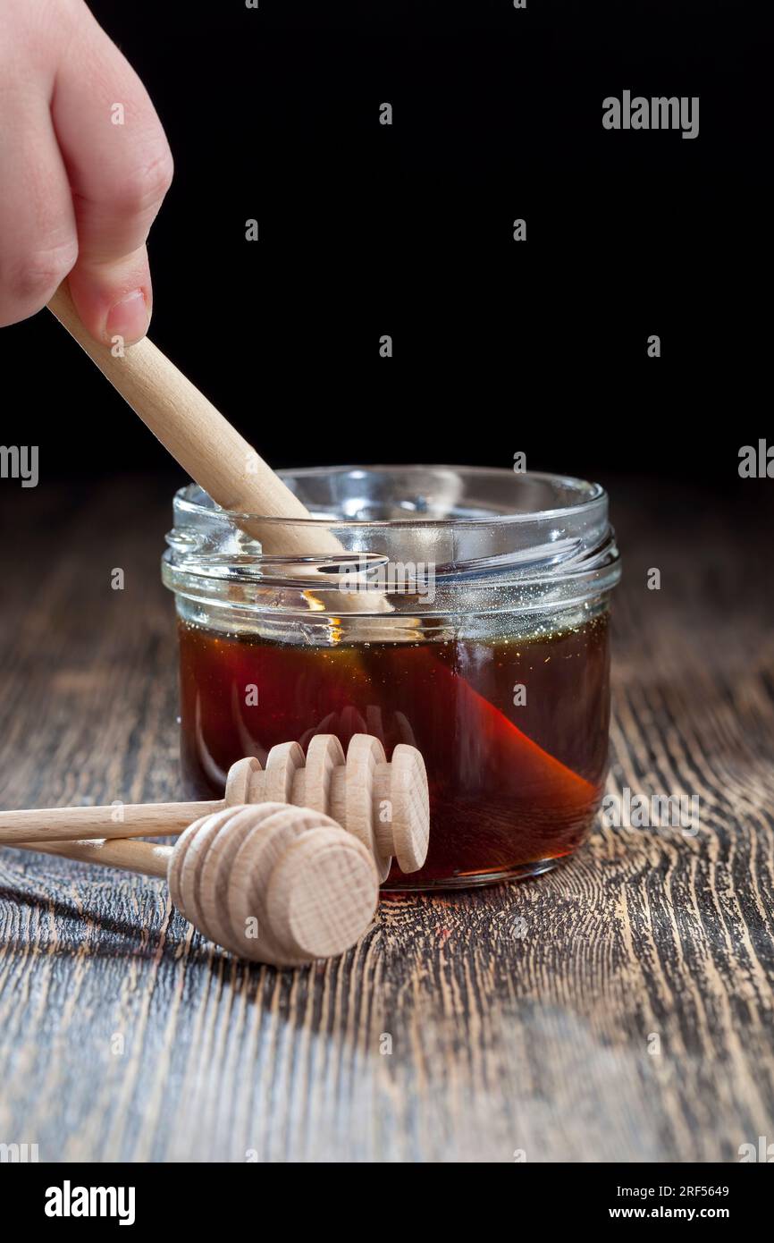 natural viscous honey from buckwheat flowers, which is produced by