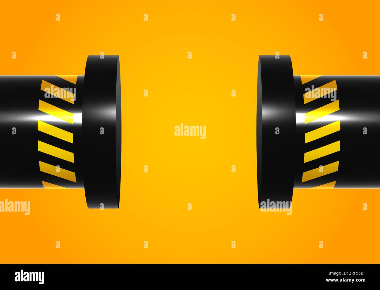 High pressure machine with orange safety stripes. Hydraulic press close ...