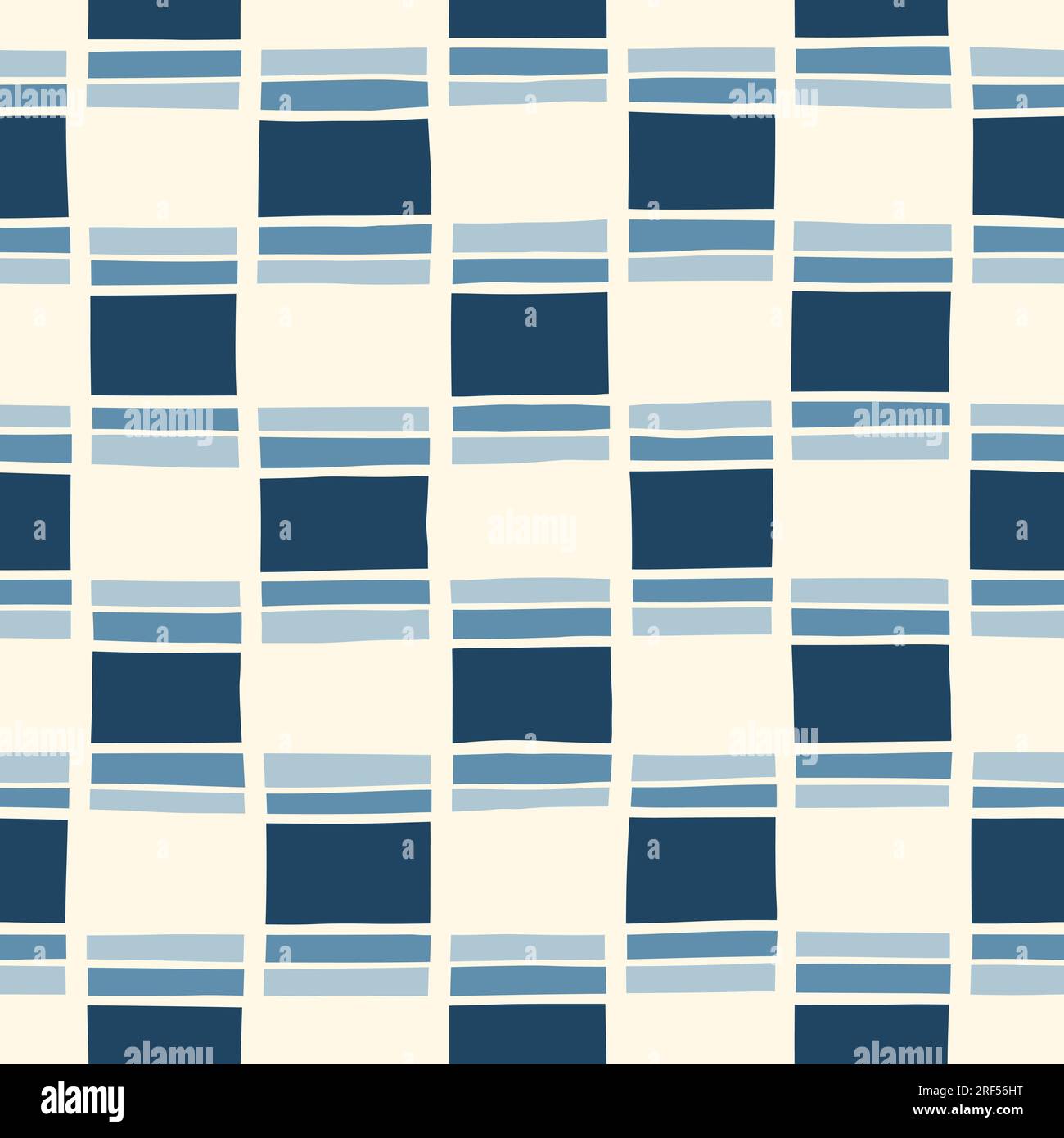 Hand-Drawn Retro Geometric Checks Vector Seamless Pattern Stock Vector