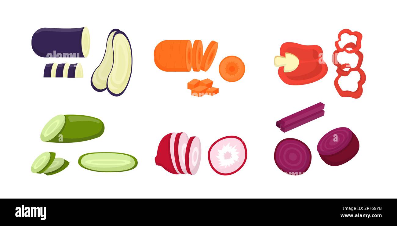 Set of sliced vegetables vector concept Stock Vector
