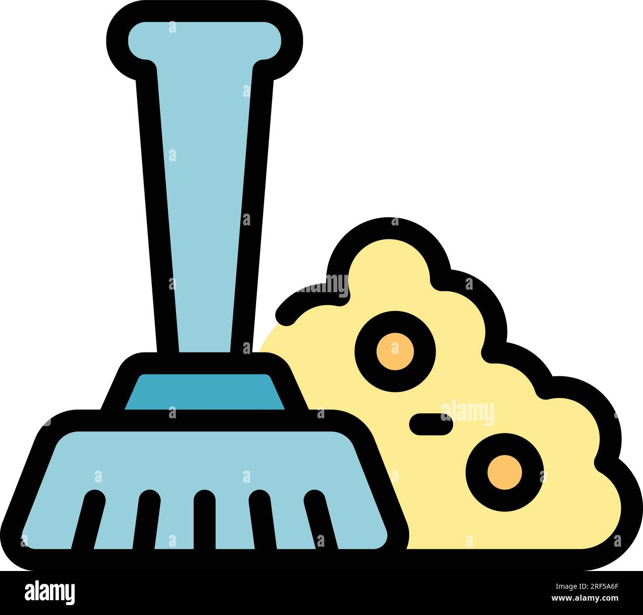 Trash bag brush icon outline vector. Bin waste. Garbage can color flat ...