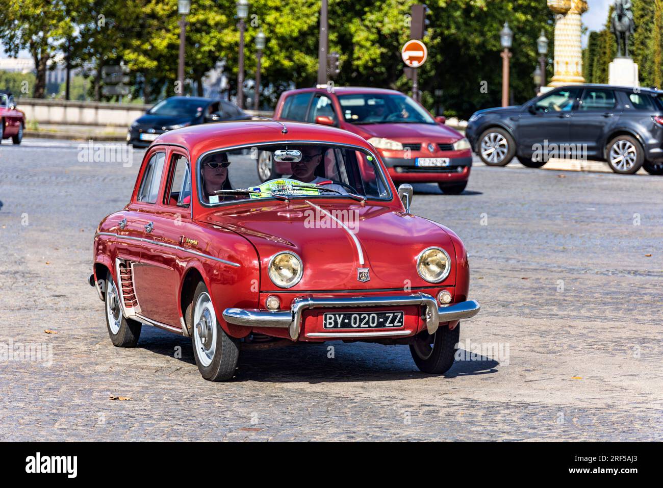 Paris, France. 30th July, 2023. Renault Dauphine presented at the 16th summer crossing of Paris in vintage vehicle on July 30, 2023. Stock Photo