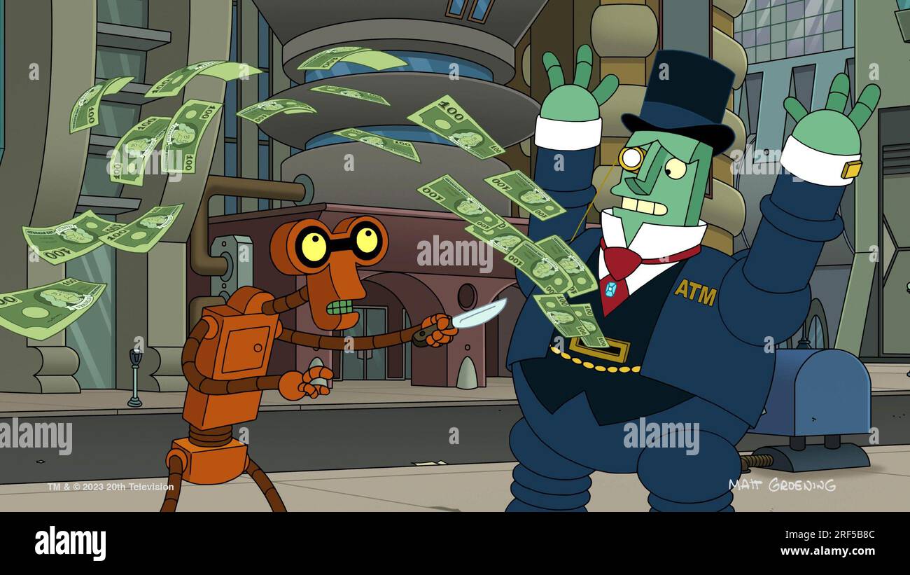 FUTURAMA, from left: Roberto (voice: David Herman), Billionairebot (voice:  Phil LaMarr), 'The Impossible Stream', (Season 11, ep. 1101, aired July 24,  2023). ph: ©Hulu / courtesy Everett Collection Stock Photo - Alamy, image size:1300x821