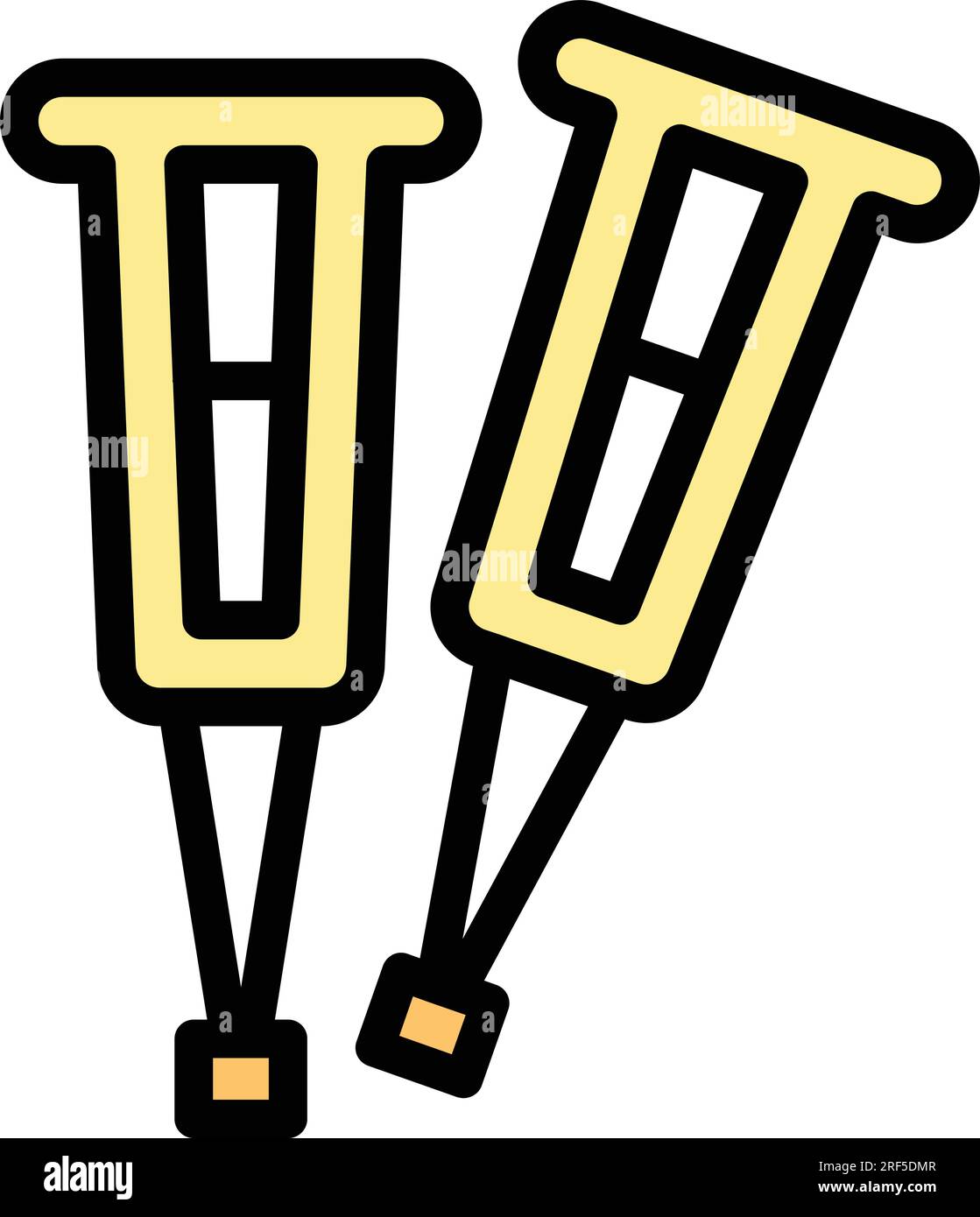 Medical crutches icon outline vector. Crutch stick. Cane equipment color flat Stock Vector