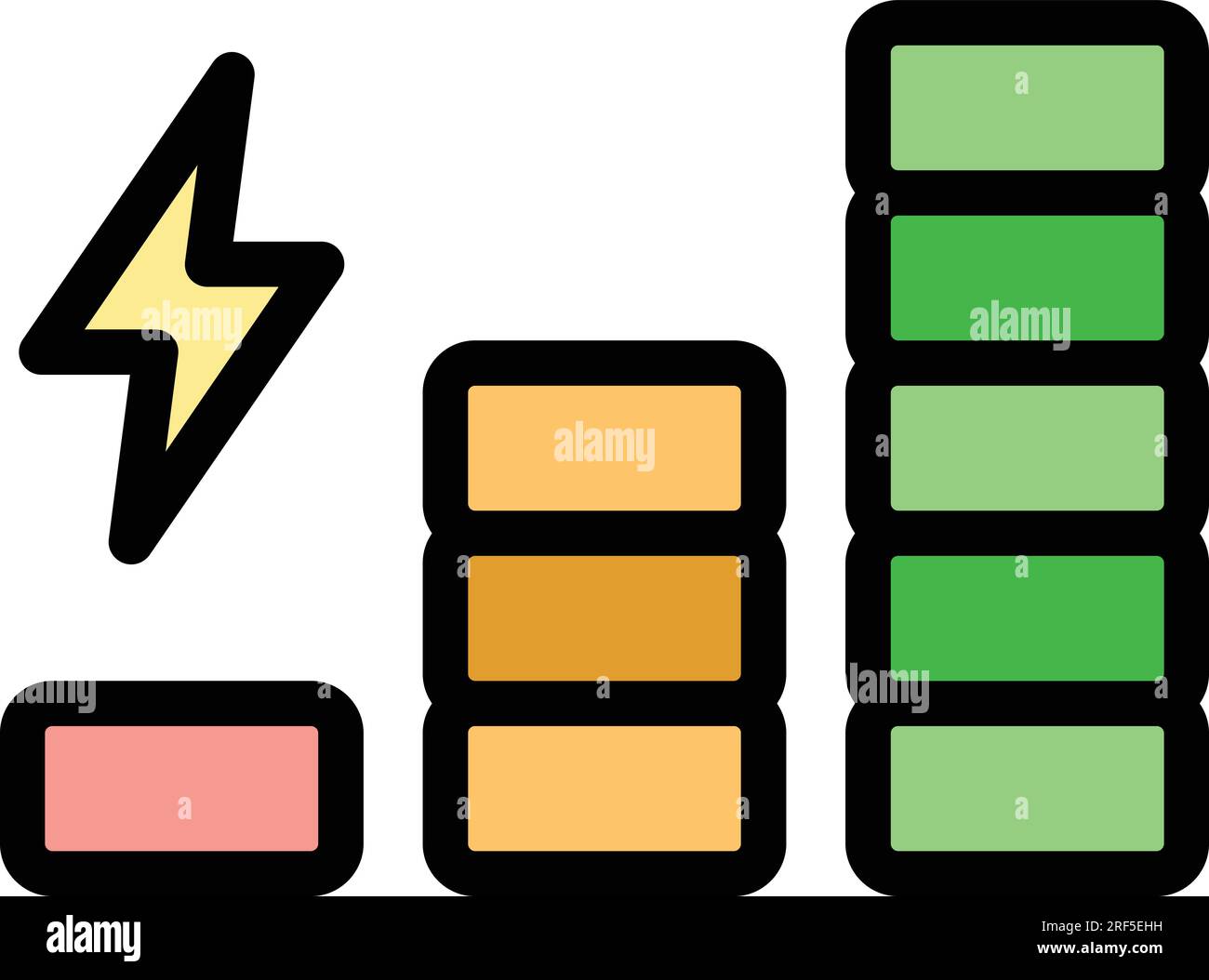 Load fuel level icon outline vector. Charger energy. Low empty color ...