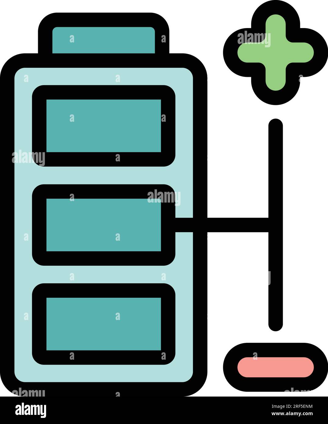Plus minus battery icon outline vector. Electric mobile. Empty low ...