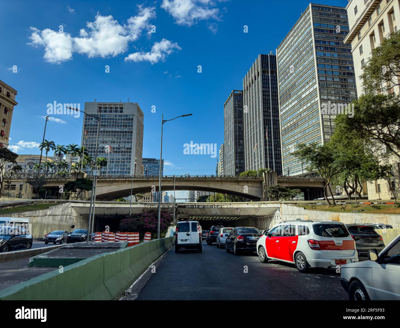 City of Sao Paulo, Downtown District, 23rd of May Avenue. Brazil. Stock Photo