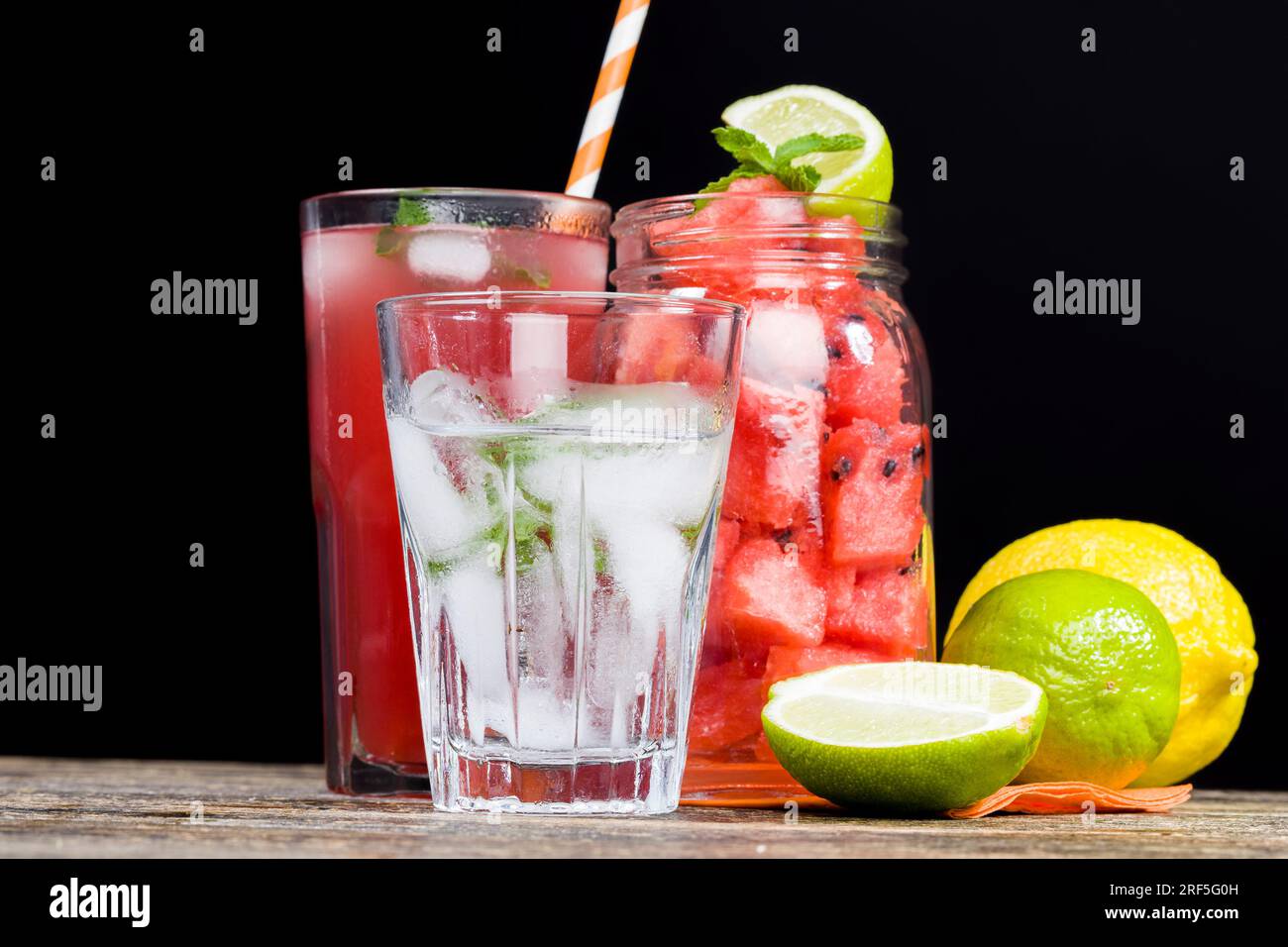 homemade watermelon juice made in the summer or autumn season from ripe