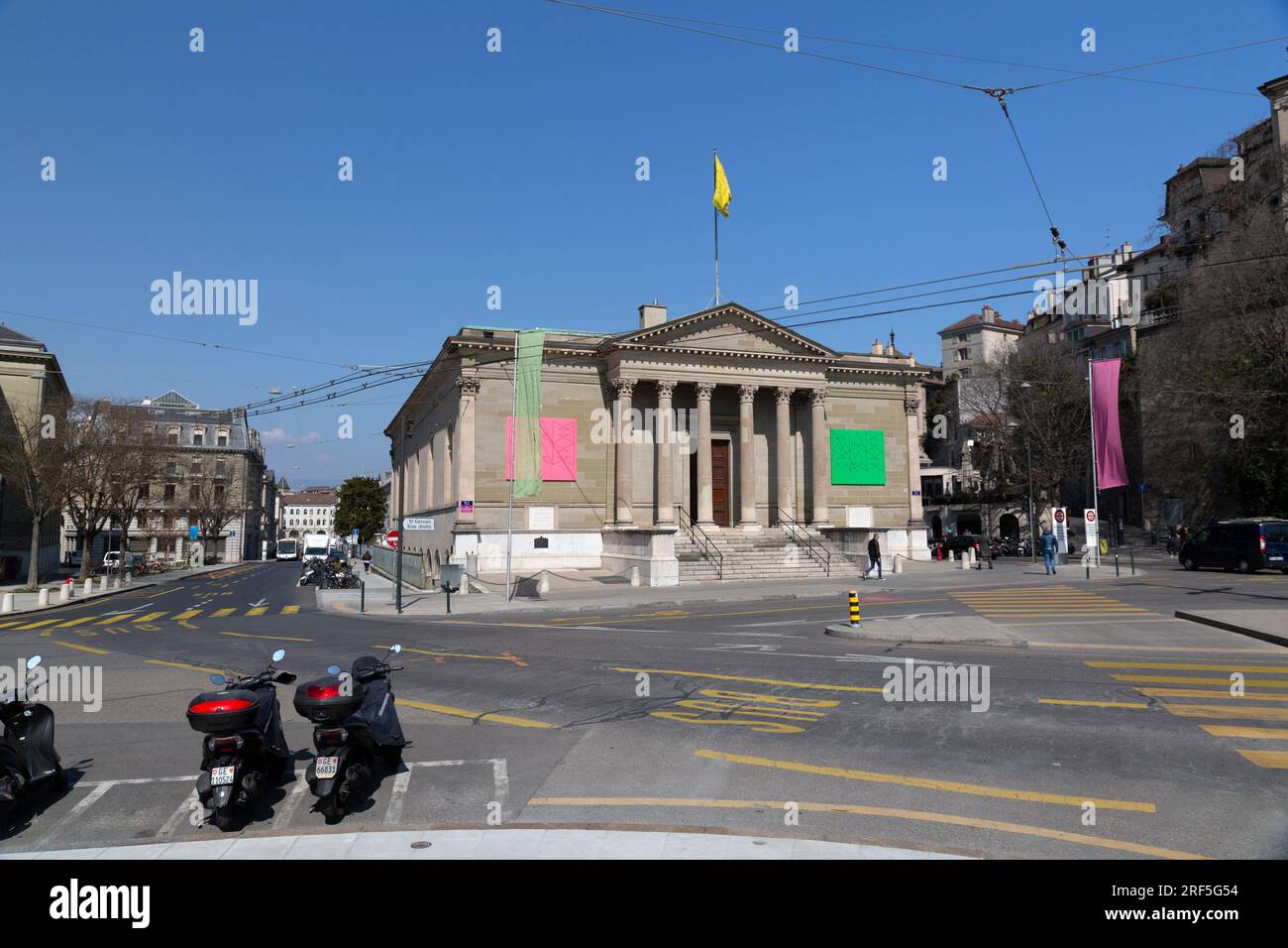 Geneva, Switzerland - 25 March 2022: Place Neuve is one of the main squares in the city of Geneva. Its current official name is Place de Neuve, named Stock Photo