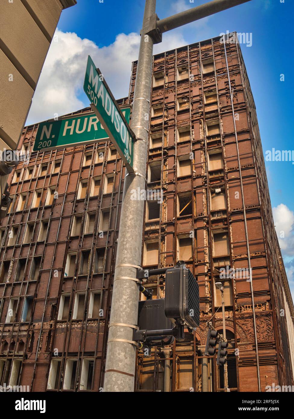 Huron and Madison st in downtown Toledo Ohio with the Nasby Building in the background. Stock Photo