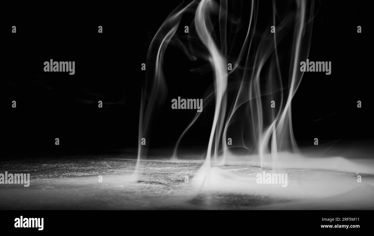 Smoke stream vapor flow Dry ice white fume black Stock Photo Alamy