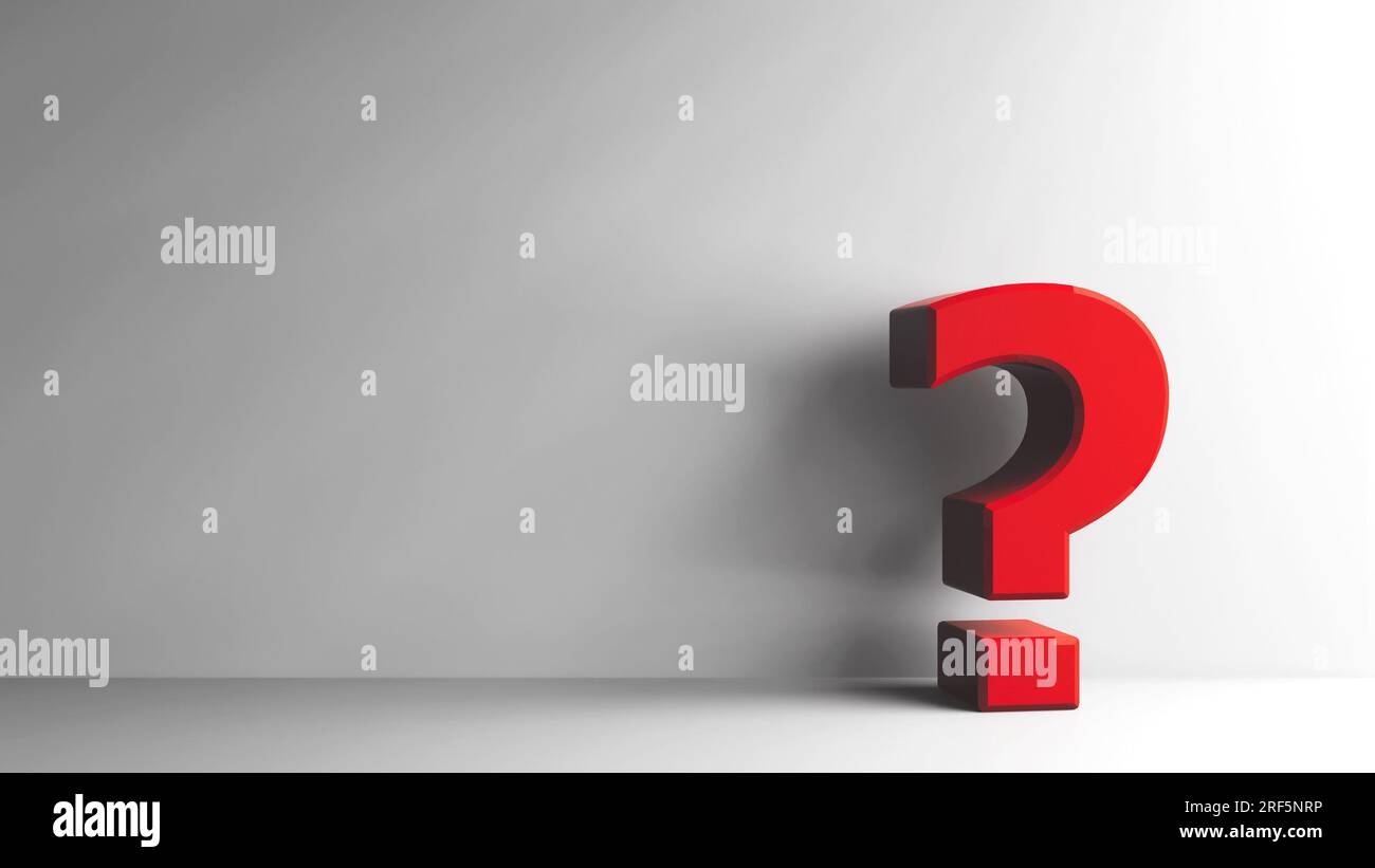 Red Question mark on grey background, three-dimensional rendering, 3D illustration Stock Photo