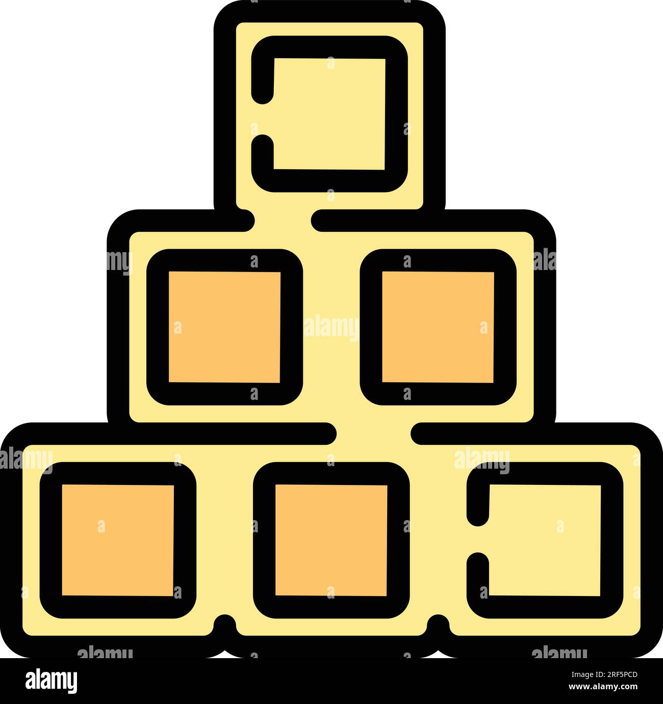 Pile cubes icon outline vector. Cube build. Block stack color flat Stock Vector