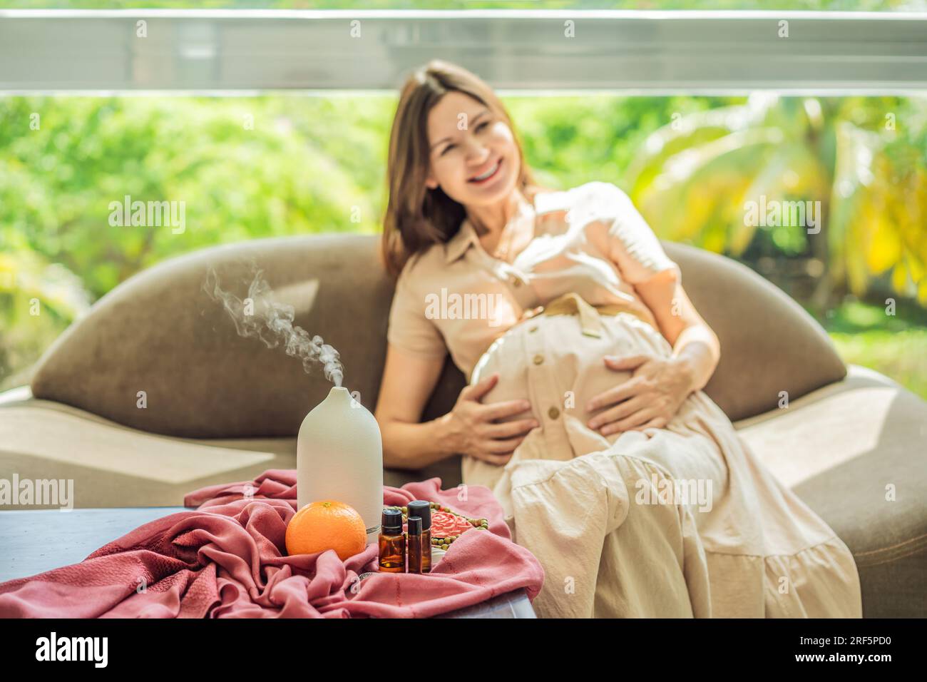 A serene moment captured as a pregnant woman after 40 embraces the